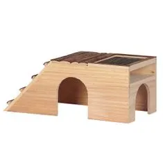 Duvo+ Domeček dřevěný pro drobné hlodavce 48x22x20cm