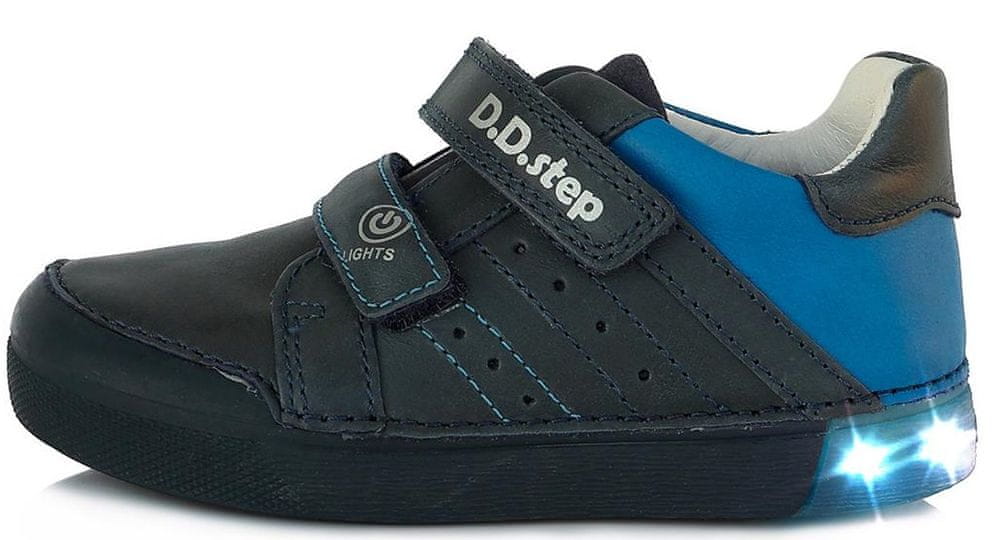 D-D-step chlapecké kožené tenisky svítící ve tmě S068-337C tmavě modrá 31