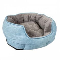 Duvo+ Měkký oválný pelíšek pro psy s tvídovým vzorem S 41x38x20cm nebesky modrý/hnědý