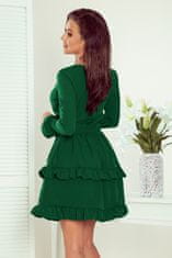 Numoco Dámské šaty s volánky CAROLINE - zelené Velikost: S