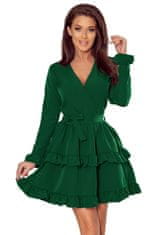 Numoco Dámské šaty s volánky CAROLINE - zelené Velikost: S