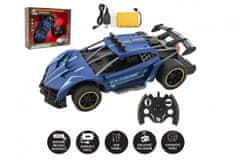Teddies  Auto RC Sport modré vypouštějící páru plast 30cm 2,4GHz na bat. + dobíjecí pack