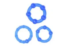 INTEREST Kroužky na penis (2-2.5-3cm) - Sada 3ks, modré.