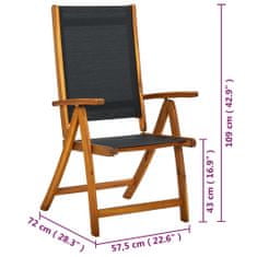 Greatstore Skládací zahradní židle 4 ks masivní akáciové dřevo a textilen