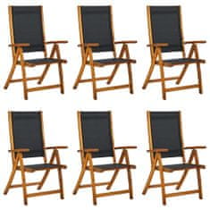 Greatstore Skládací zahradní židle 6 ks masivní akáciové dřevo a textilen