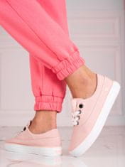 Amiatex Krásné růžové dámské tenisky bez podpatku, odstíny růžové, 38