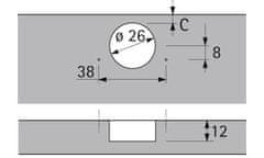 Hettich Intermat 9924 pro dveře s dřevěným rámem, Základna závěsu 2,5 mm, TH 42 / S (72965)