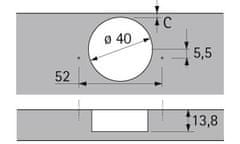 Hettich Intermat 9935 pro tloušťky dveří do 43 mm, Základna závěsu 18 mm, TH 22 / L (9155241)