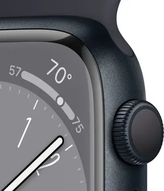 Apple Watch Series 8, 45mm okosóra Apple Pay Retina kijelző WR50 vízállósság úszáshoz autóbaleset-érzékelő új funkciók alvási fázis SOS hívás porállóság gyorsulásmérő GPS mindig bekapcsolva EKG pulzusmérés zenelejátszó hívás értesítések NFC fizetés Apple Pay zajszint mérés App Store vér oxigénszint érzékelő szenzor fizikai erőnlét mérés VO2 max automatikus segélyhívás