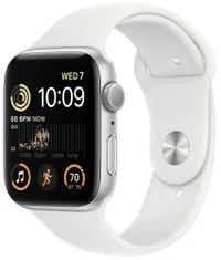 Apple Watch SE 2022, 44mm Silver Aluminium Case with White Sport Band MNK23CS/A