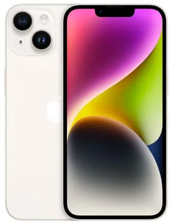 Apple iPhone 14, supervýkonný procesor, strojové učení, A15 Bionic, velký displej, trojitý zadní ultraširokoúhlý fotoaparát, přední fotoaparát 12 Mpx, IP68, voděodolný, Face ID, Dolby Atmos