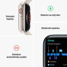 Apple Watch Series 8 Cellular, 41mm Silver Stainless Steel Case with White Sport Band MNJ53CS/A