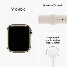 Apple Watch Series 8 Cellular, 41mm Gold Stainless Steel Case with Starlight Sport Band MNJC3CS/A
