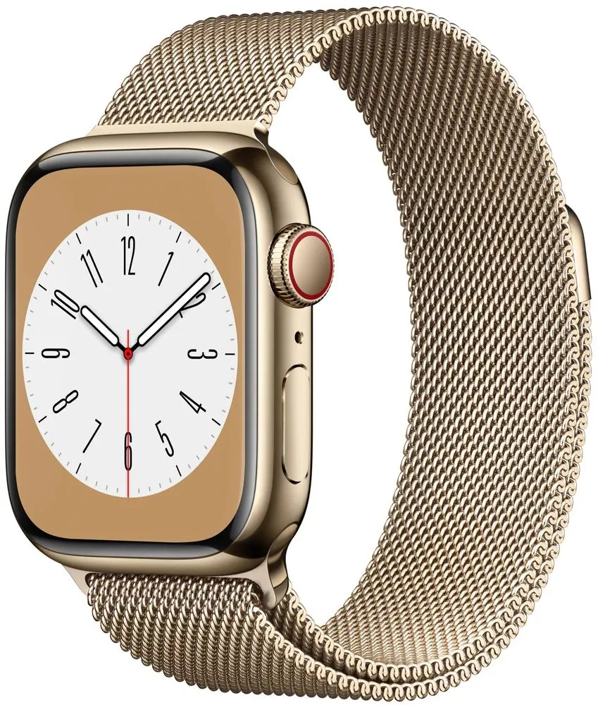 Apple Watch Series 8 Cellular, 41mm Gold Stainless Steel Case with Gold Milanese Loop MNJF3CS/A