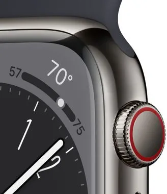 Apple Watch Series 8 Cellular okosóra eSIM funkció esim kétirányú kommunikáció, 41mm, Apple Pay Retina kijelző vízállóság WR50 úszáshoz autóbaleset érzékelés új funkciók alvási fázis SOS hívás porálló gyorsulásmérő GPS mindig bekapcsolva EKG pulzusmérés zenelejátszó hívás értesítések NFC fizetés Apple Pay zajszint mérés App Store vér oxigénszint érzékelő szenzor fizikai erőnlét mérés VO2 max automatikus segélyhívás