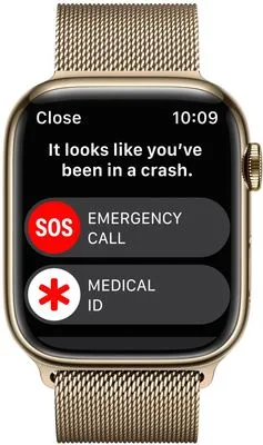 Chytré hodinky Apple Watch Series 8 Cellular eSIM funkce esim oboustranná komunikace, 41mm, Apple Pay Retina displej voděodolnost WR50 pro plavání detekce autonehody nové funkce fáze spánku SOS volání krytí proti prachu akcelerometr GPS stále zapnutý EKG monitorování tepu srdeční činnosti hudební přehrávač volání notifikace NFC platby Apple Pay hluk App Store Senzor pro snímání okysličení krve měření fyzické kondice VO2 max