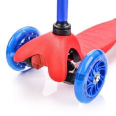 MTR Koloběžka tříkolová MINI SCOOTER se svítícími kolečky, modro-červený H-059-CV