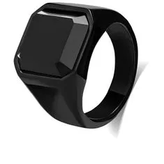 Troli Masivní prsten s černým krystalem (Obvod 62 mm)