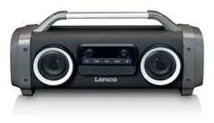 LENCO Přenosný Boombox s vysokým výkonem, FM rádio, USB, micro SD, Bluetooth, odolný proti stříkající vodě Lenco SPR-100