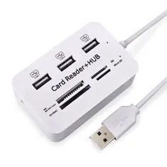 Northix Čtečka paměťových karet USB 2.0 + USB Hub (vysokorychlostní) 