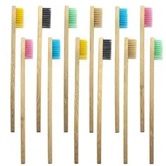 Northix 10x zubní kartáček, bambus - smíšené barvy 