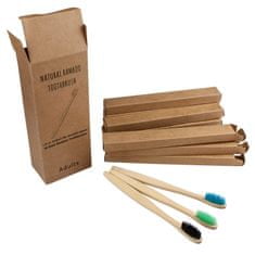 Northix 10x zubní kartáček, bambus - smíšené barvy 