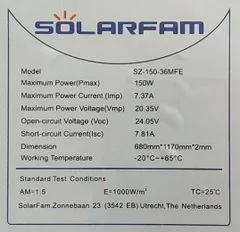 Fotovoltaický solární panel 12V/150W, SZ-150-36MFE, flexibilní ETFE