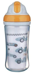 Canpol babies Sportovní láhev se silikonovou slámkou AUTA 260 ml