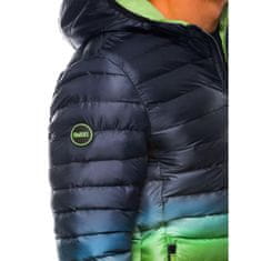 OMBRE Pánská prošívaná bunda CALLUMtmavě modrá/zelená MDN16652 S
