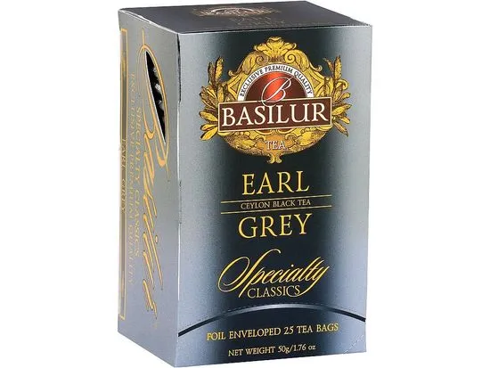 Basilur Cejlonský černý čaj Earl Grey, s bergamotem. Porcovaný s přebalem, 50g (25x2g)