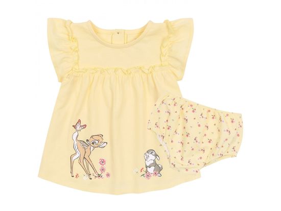 sarcia.eu Žluté dětské šaty s volánky + kalhotky Bambi DISNEY 0-0 m 50 cm