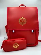 Klarion Stylová retro červená školní taška s penálem Hermiona+