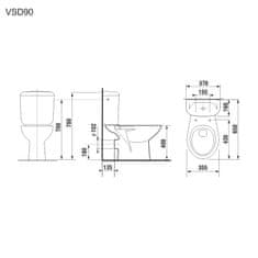 Mereo WC Kombi, zadní odpad, dvojité splachování, včetně sedátka VSD90 (H8602760007871) - Mereo