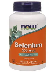 NOW Foods Selenium, 200 µg, 180 rostlinných kapslí