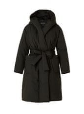 YEST černý dlouhý kabát s páskem a kapucí Velikost: 44