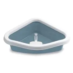 Stefanplast Sprint Corner 40x56x14cm rohová toaleta pro kočky bílá/ocelová modrá