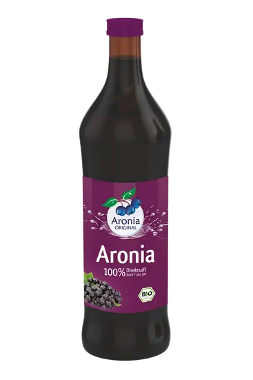 ARONIA ORIGINAL Arónie BIO (černý jeřáb, jeřabina), 100% přímo lisovaná šťáva, 0,7 litru