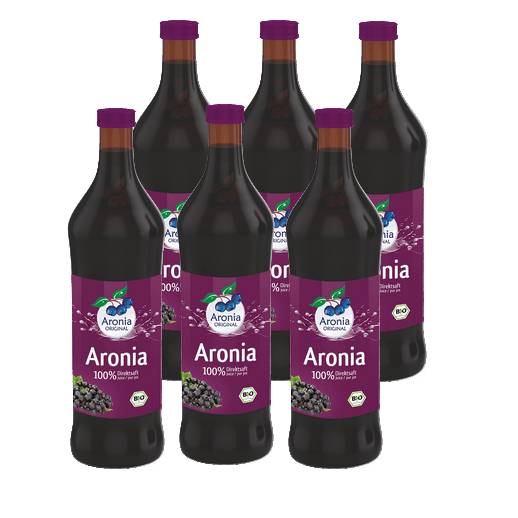 ARONIA ORIGINAL Arónie BIO (černý jeřáb, jeřabina), 100% přímo lisovaná šťáva, 6x0,7 litru