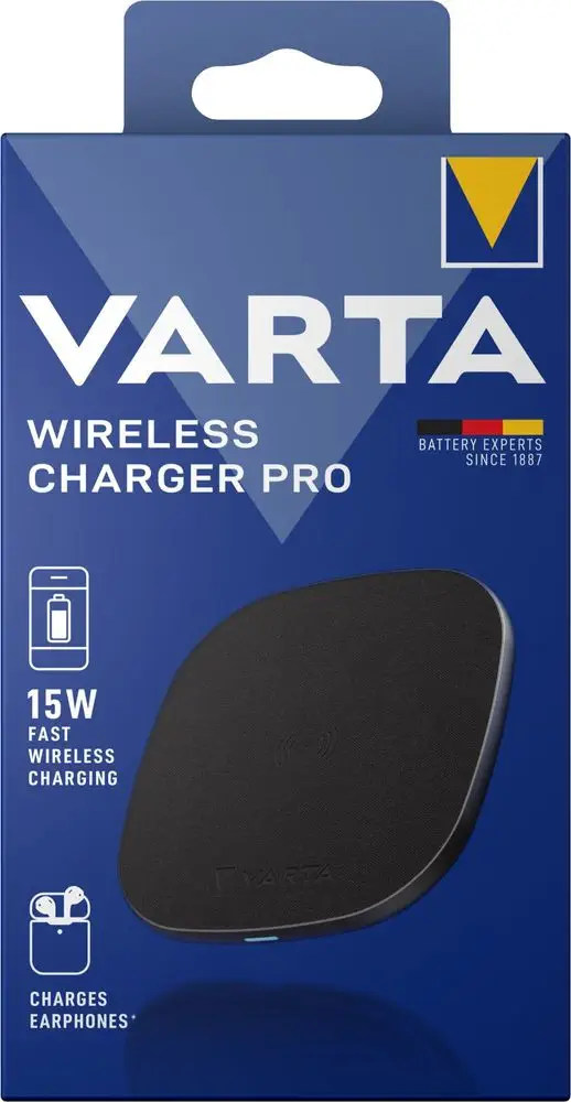 Varta bezdrátová nabíječka Wireless Charger Pro, 15W, černá 57905101111