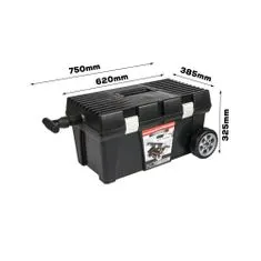 botle Mobilní černý kufr na nářadí Toolbox na kolečkách 62 x 38,5 x 32,5 cm