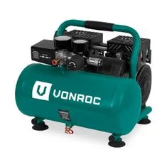 VONROC VONROC Tichý vzduchový kompresor - 57,5 dB | 6 Lt - bez oleje - 750 W - Zelený