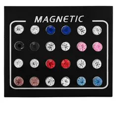 Troli Moderní sada magnetických náušnic s barevnými krystaly (pecky, mini brož)