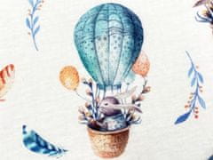 Mirtex Látka bavlněný úplet zajíček v balónu, šířka 180 cm digitální potisk