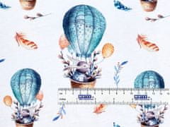Mirtex Látka bavlněný úplet zajíček v balónu, šířka 180 cm digitální potisk
