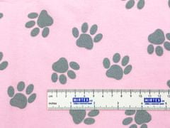 Mirtex Látka bavlněný úplet psí stopy růžová šířka 196 cm