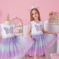 VIKITA Dívčí šaty Jane fialové s motýlem 4