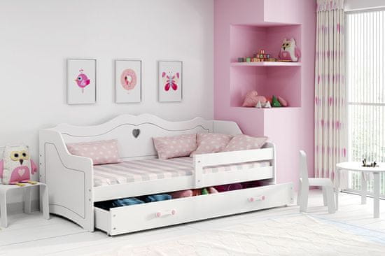 Importworld Dětská postel Nika 1 80x160 s úložným prosotrem - 1 osoba - Bílá, Bílá