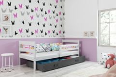 Importworld Dětská postel Liběna - 1 osoba, 80x190 s úložným prostorem – Bílá, Grafit