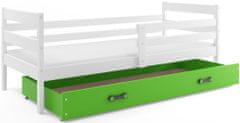 Importworld Dětská postel Liběna - 1 osoba, 80x190 s úložným prostorem – Bílá, Zelená