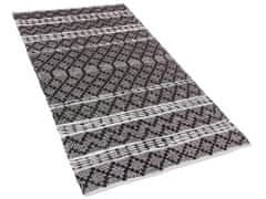 Beliani Kožený koberec 80 x 150 cm černý s béžovým FEHIMLI
